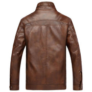 West Louis™ PU Leather Plus Velvet Stand Collar Jacket