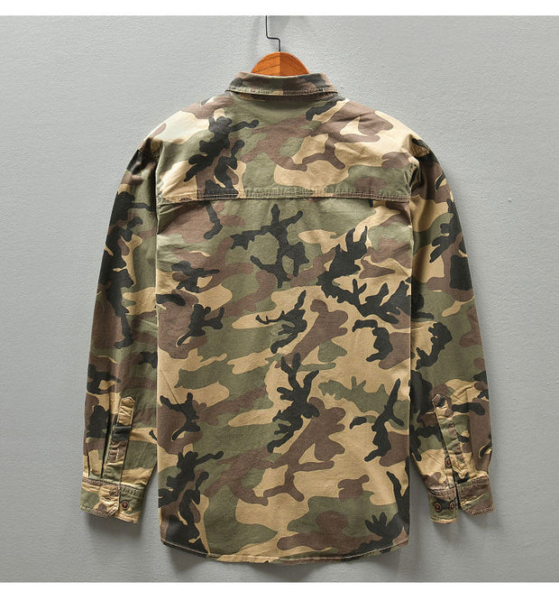 West Louis™ American Trendy Camo Multi Pocket Cargo Shirt