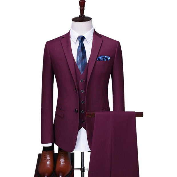 West Louis™ Single-Breasted Formal Business-Men Office 3Piece Suit