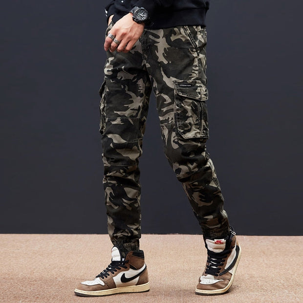 West Louis™ Streetwear Elastic Multi Pockets Camo Jogger Pants