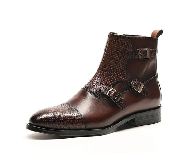 West Louis™ Grain Leather Boots With Buckles