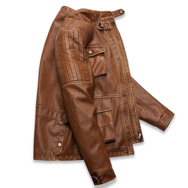 West Louis™ Pockets Outwear Leather Jacket