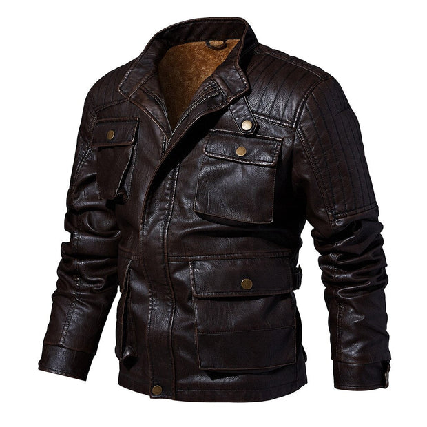 West Louis™ Pockets Outwear Leather Jacket