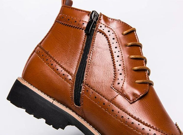 West Louis™ Ankle Brogues Boots With Zipper