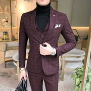 West Louis™ Luxury Business Formal Plaid Slim Fit Suit