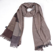 West Louis™ Tassel Double Fine Stripe Plaid Scarve brown - West Louis