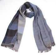 West Louis™ Tassel Double Fine Stripe Plaid Scarve blue - West Louis