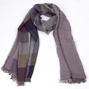 West Louis™ Tassel Double Fine Stripe Plaid Scarve purple - West Louis