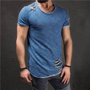 West Louis™ Ripped Slim Fit Cotton T-Shirt Blue / S - West Louis