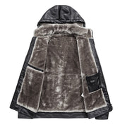 West Louis™ Faux Fur Liner Thicken Leather Coat