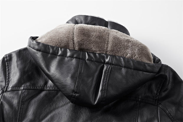 West Louis™ Faux Fur Liner Thicken Leather Coat